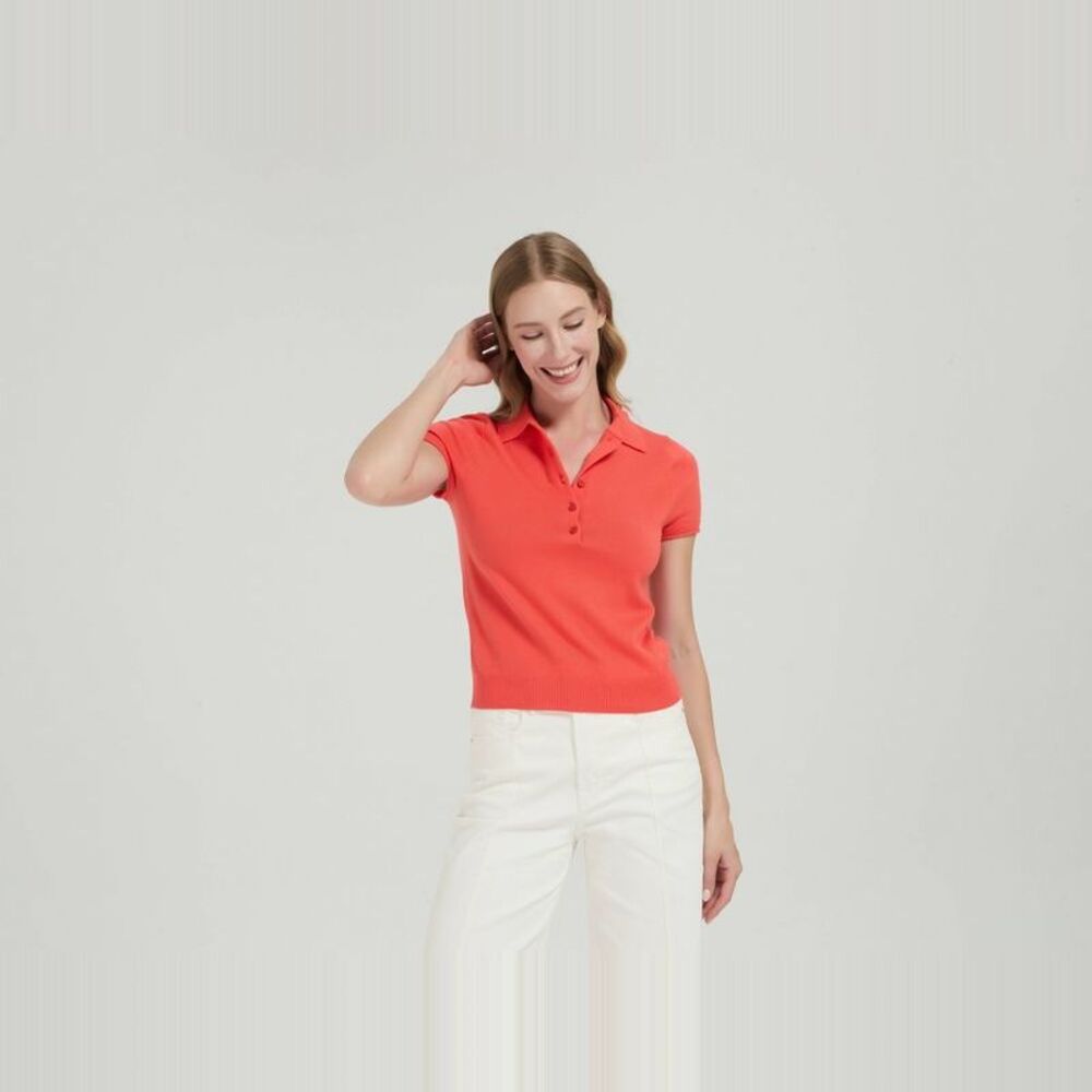 Women's Short Sleeve Polo Sweater - A New Day Pink S